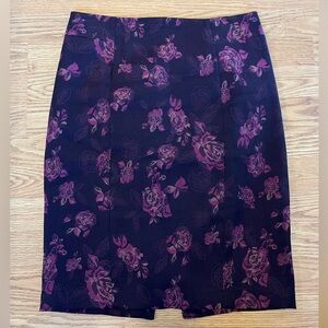 White House Black Market Floral Pencil Skirt - Black and Purple